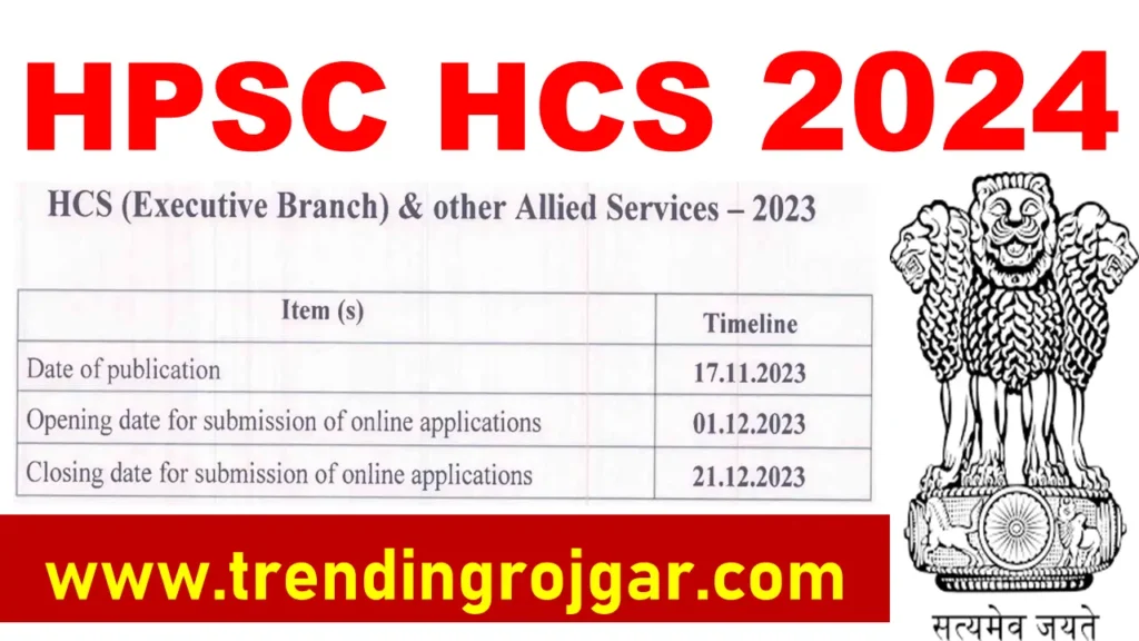 HPSC HCS 2024 Notification For Haryana Civil Services & Allied Services