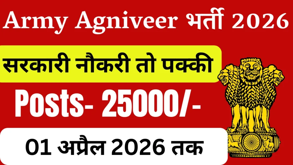 Indian Army Agniveer Recruitment 2026, Apply Online at joinindianarmy.nic.in 1 Indian Army Agniveer Recruitment 2026